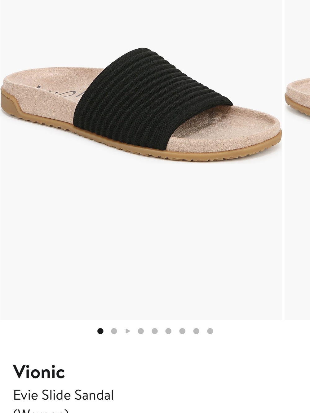 Vionic Black Ribbed Strap Slide Sandals - Picture 3 of 3